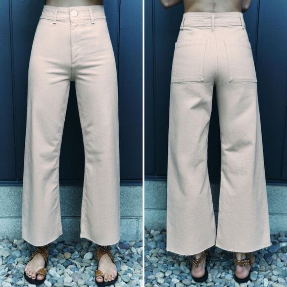 Zara Marine Straight Jean in Sand Size 4 - Picture 1 of 8